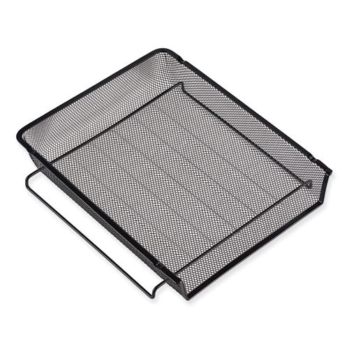 Image of Universal® Deluxe Mesh Stacking Side Load Tray, 1 Section, Legal Size Files, 17" x 10.88" x 2.5", Black