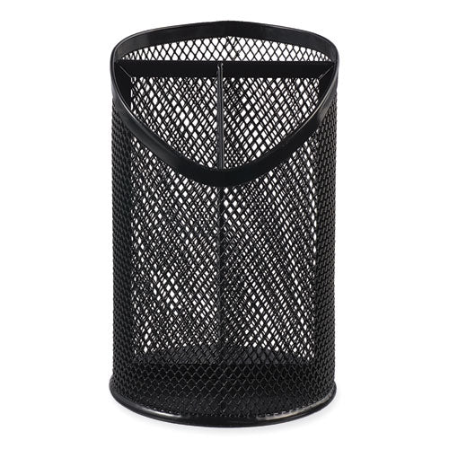 Image of Universal® Metal Mesh 3-Compartment Pencil Cup, 4.13" Diameter x 6"h, Black