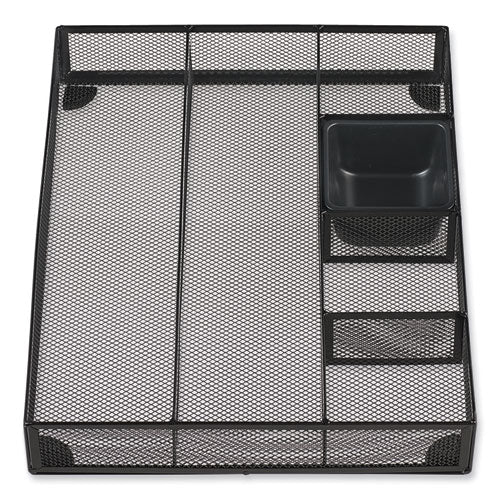 Image of Universal® Metal Mesh Drawer Organizer, Six Compartments, 15 X 11.88 X 2.5, Black