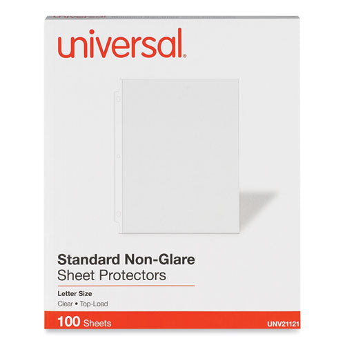 Image of Universal® Standard Sheet Protector, Standard, 8.5 x 11, Clear, Non-Glare, 100/Box