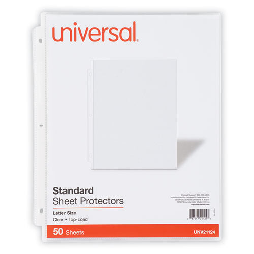 Image of Universal® Top-Load Poly Sheet Protectors, Standard Gauge, Letter, Clear, 50/pack