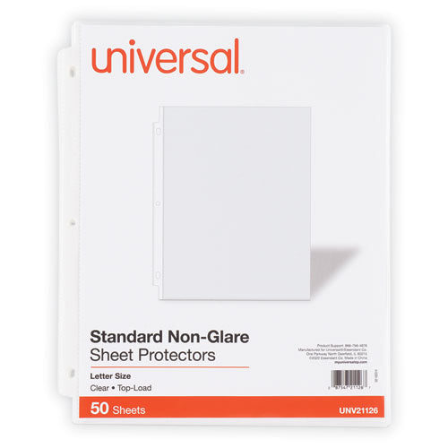 Image of Universal® Top-Load Poly Sheet Protectors, Std Gauge, Nonglare, Clear, 50/pack