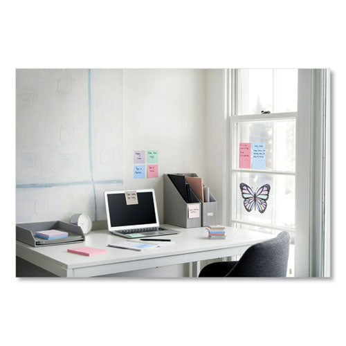 Image of Post-it® Notes Super Sticky 100% Recycled Paper Super Sticky Notes, 3" x 3", Wanderlust Pastels, 70 Sheets/Pad, 24 Pads/Pack