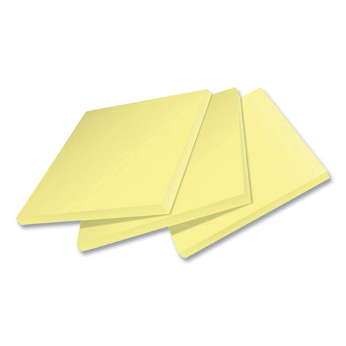 Image of Post-it® Notes Super Sticky 100% Recycled Paper Super Sticky Notes, 3" x 3", Canary Yellow, 70 Sheets/Pad, 24 Pads/Pack