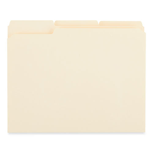Image of Universal® Reinforced Top Tab File Folders, 1/3-Cut Tabs: Assorted, Letter Size, 0.75" Expansion, Manila, 250/Carton