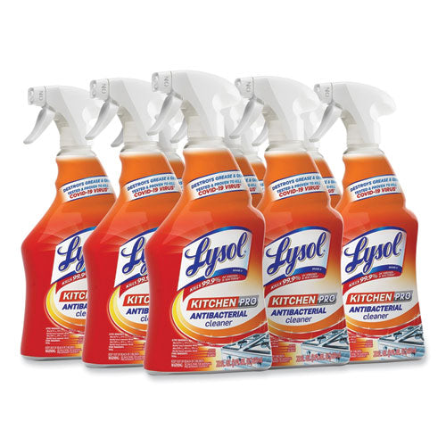 Image of LYSOL® Brand Kitchen Pro Antibacterial Cleaner, Citrus Scent, 22 Oz Spray Bottle, 9/carton