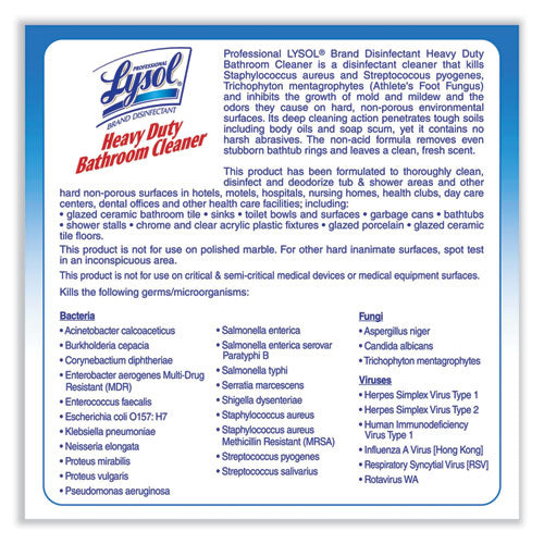 Image of Professional LYSOL® Brand Disinfectant Heavy-Duty Bathroom Cleaner Concentrate, Fresh Lime, 1 gal Bottle