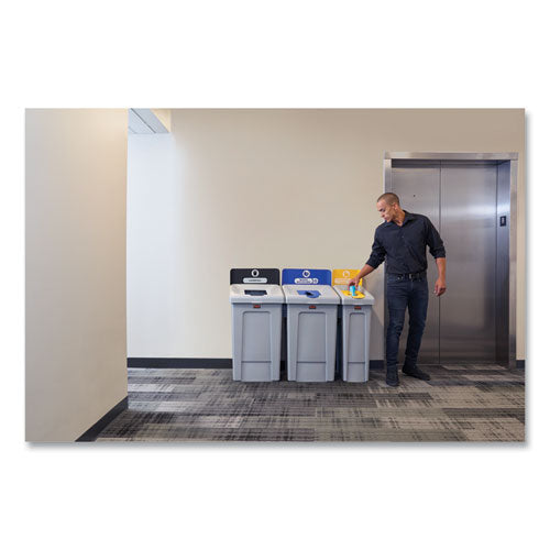Image of Rubbermaid® Commercial Slim Jim Recycling Station 1-Stream, Landfill Recycling Station, 33 gal, Resin, Gray