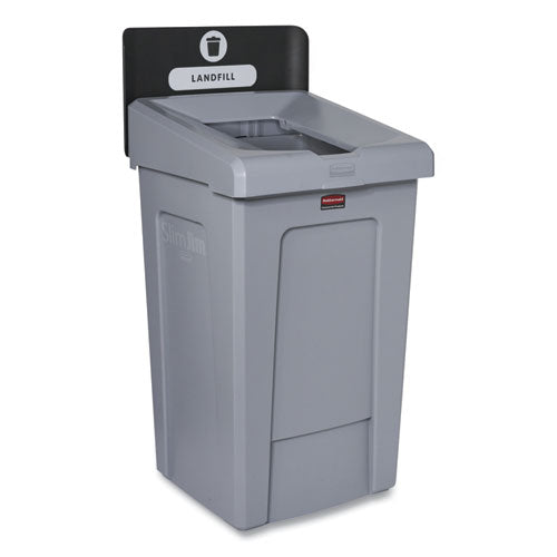 Image of Rubbermaid® Commercial Slim Jim Recycling Station 1-Stream, Landfill Recycling Station, 33 gal, Resin, Gray