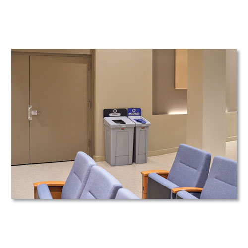 Image of Rubbermaid® Commercial Slim Jim Recycling Station 1-Stream, Landfill Recycling Station, 33 gal, Resin, Gray