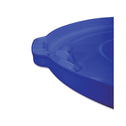 Image of Rubbermaid® Commercial BRUTE Self-Draining Flat Top Lids for 32 gal Round BRUTE Containers, 22.25" Diameter, Blue