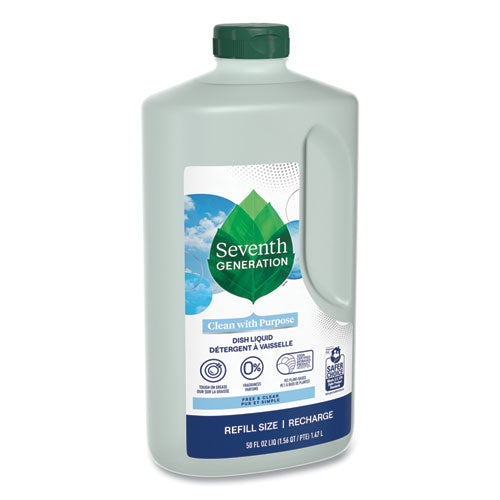 Image of Seventh Generation® Natural Dishwashing Liquid, Free and Clear, 50 oz Bottle, 3/Carton