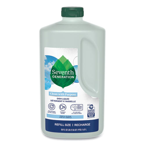 Image of Seventh Generation® Natural Dishwashing Liquid, Free and Clear, 50 oz Bottle, 3/Carton