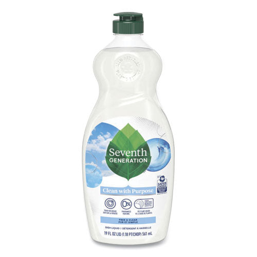 Image of Seventh Generation® Natural Dishwashing Liquid, Free and Clear, 19 oz Bottle, 6/Carton
