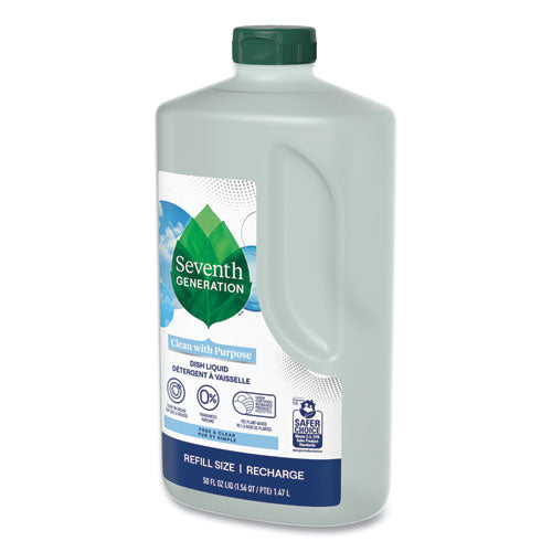 Image of Seventh Generation® Natural Dishwashing Liquid, Free and Clear, 50 oz Bottle, 3/Carton
