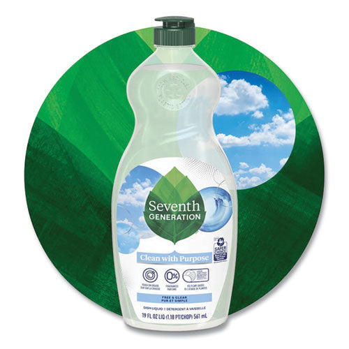 Image of Seventh Generation® Natural Dishwashing Liquid, Free and Clear, 19 oz Bottle, 6/Carton