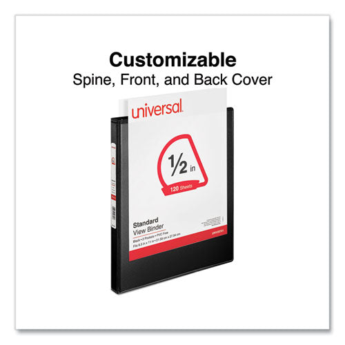 Image of Universal® Slant D-Ring View Binder, 3 Rings, 0.5" Capacity, 11 x 8.5, Black