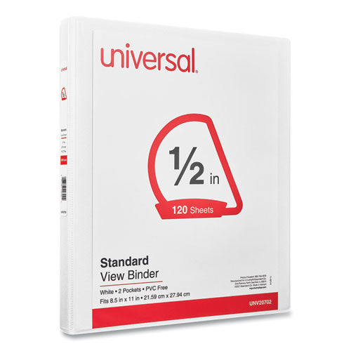 Image of Universal® Slant D-Ring View Binder, 3 Rings, 0.5" Capacity, 11 x 8.5, White