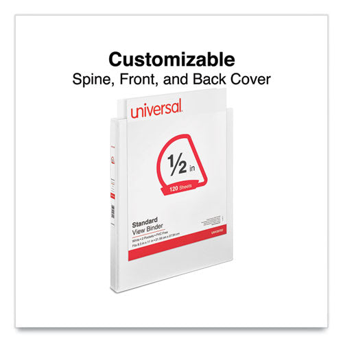 Image of Universal® Slant D-Ring View Binder, 3 Rings, 0.5" Capacity, 11 x 8.5, White