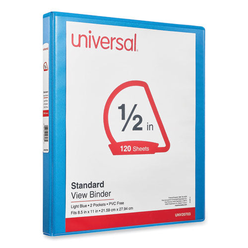 Image of Universal® Slant D-Ring View Binder, 3 Rings, 0.5" Capacity, 11 x 8.5, Light Blue