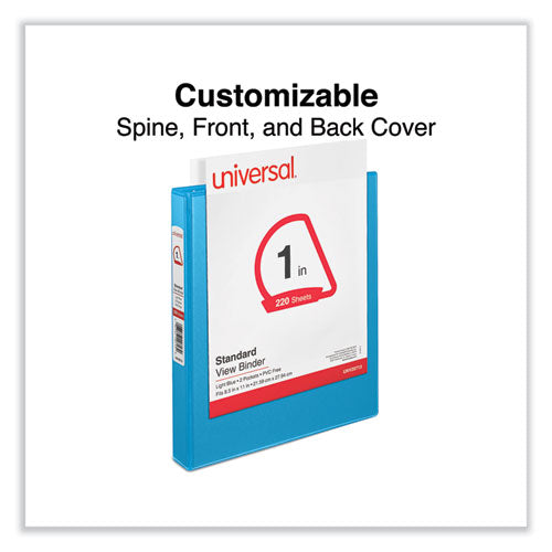 Image of Universal® Slant D-Ring View Binder, 3 Rings, 1" Capacity, 11 x 8.5, Light Blue