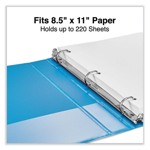 Image of Universal® Slant D-Ring View Binder, 3 Rings, 1" Capacity, 11 x 8.5, Light Blue