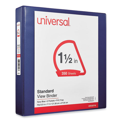 Image of Universal® Slant D-Ring View Binder, 3 Rings, 1.5" Capacity, 11 x 8.5, Navy Blue