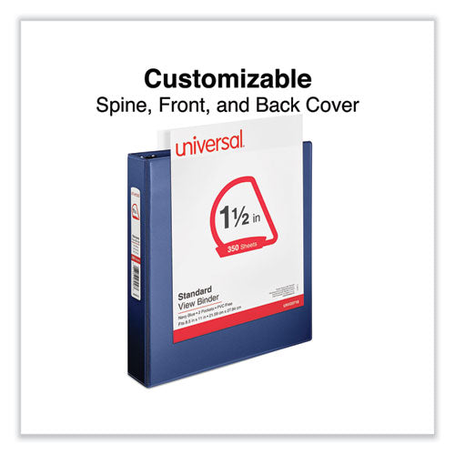 Image of Universal® Slant D-Ring View Binder, 3 Rings, 1.5" Capacity, 11 x 8.5, Navy Blue