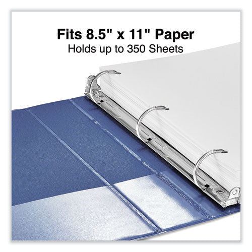 Image of Universal® Slant D-Ring View Binder, 3 Rings, 1.5" Capacity, 11 x 8.5, Navy Blue