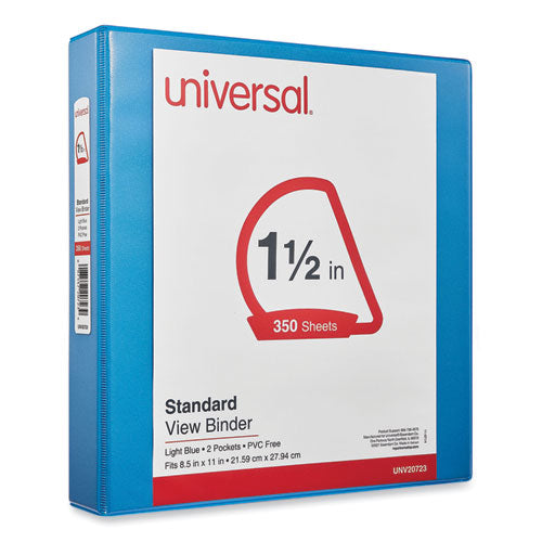 Image of Universal® Slant D-Ring View Binder, 3 Rings, 1.5" Capacity, 11 x 8.5, Light Blue