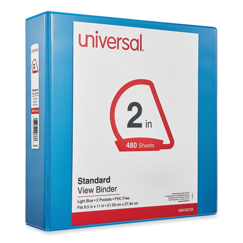 Image of Universal® Slant D-Ring View Binder, 3 Rings, 2" Capacity, 11 x 8.5, Light Blue