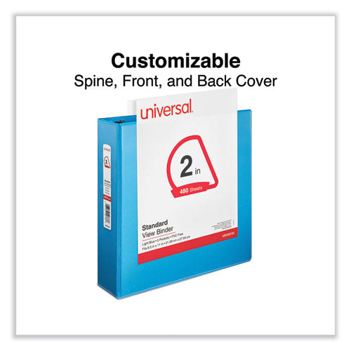 Image of Universal® Slant D-Ring View Binder, 3 Rings, 2" Capacity, 11 x 8.5, Light Blue