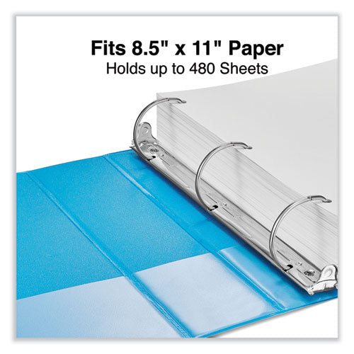 Image of Universal® Slant D-Ring View Binder, 3 Rings, 2" Capacity, 11 x 8.5, Light Blue