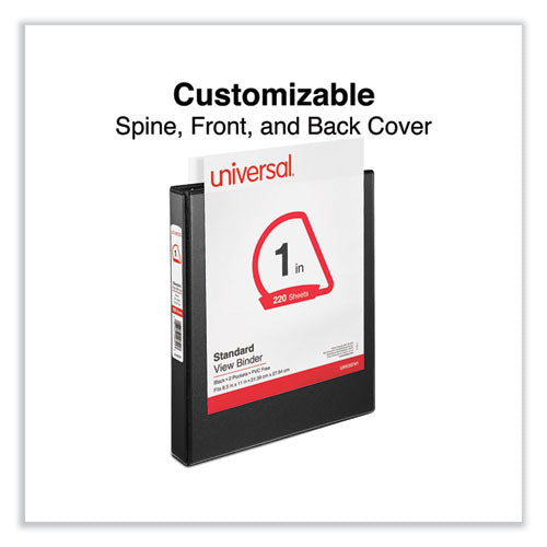 Image of Universal® Slant D-Ring View Binder, 3 Rings, 1" Capacity, 11 x 8.5, Black