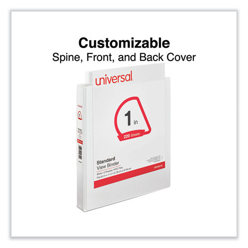 Image of Universal® Slant D-Ring View Binder, 3 Rings, 1" Capacity, 11 x 8.5, White, 4/Pack