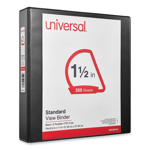 Image of Universal® Slant D-Ring View Binder, 3 Rings, 1.5" Capacity, 11 x 8.5, Black