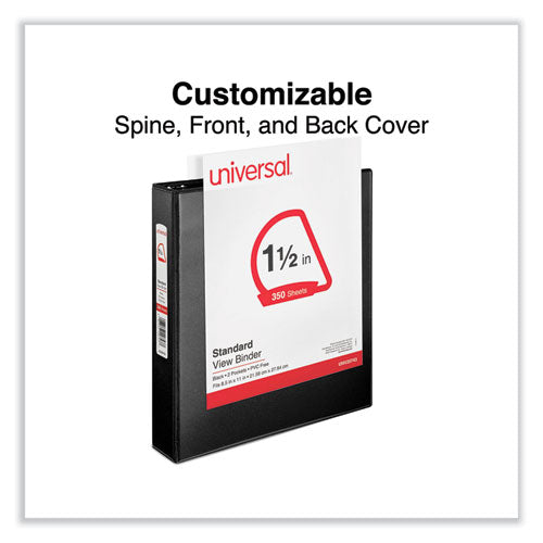Image of Universal® Slant D-Ring View Binder, 3 Rings, 1.5" Capacity, 11 x 8.5, Black
