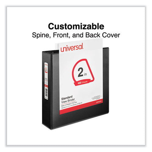 Image of Universal® Slant D-Ring View Binder, 3 Rings, 2" Capacity, 11 x 8.5, Black