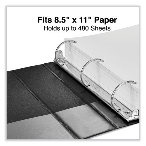 Image of Universal® Slant D-Ring View Binder, 3 Rings, 2" Capacity, 11 x 8.5, Black, 6/Carton