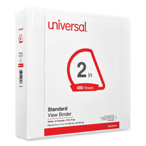 Image of Universal® Slant D-Ring View Binder, 3 Rings, 2" Capacity, 11 x 8.5, White