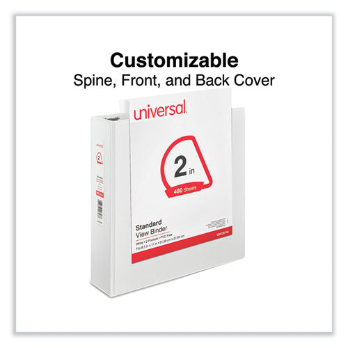 Image of Universal® Slant D-Ring View Binder, 3 Rings, 2" Capacity, 11 x 8.5, White