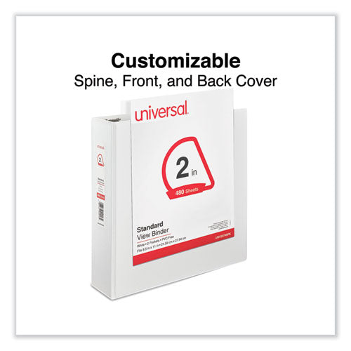 Image of Universal® Slant D-Ring View Binder, 3 Rings, 2" Capacity, 11 x 8.5, White, 4/Pack