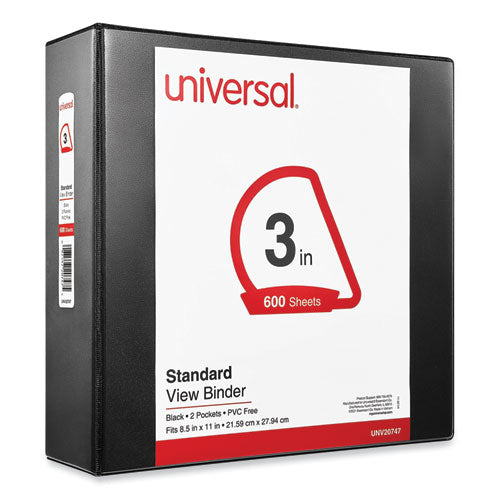 Image of Universal® Slant D-Ring View Binder, 3 Rings, 3" Capacity, 11 x 8.5, Black