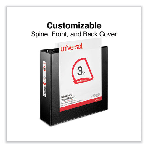 Image of Universal® Slant D-Ring View Binder, 3 Rings, 3" Capacity, 11 x 8.5, Black