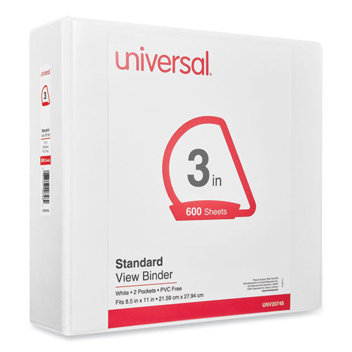 Image of Universal® Slant D-Ring View Binder, 3 Rings, 3" Capacity, 11 x 8.5, White
