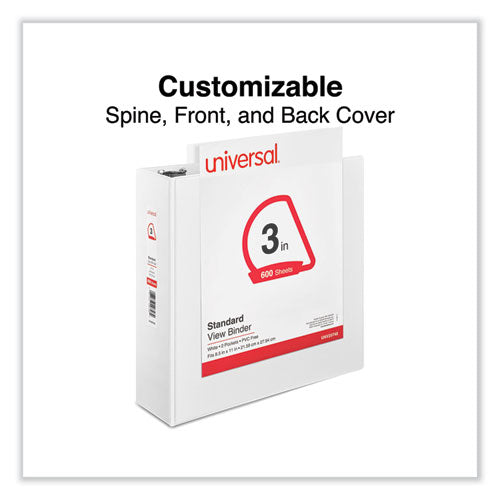 Image of Universal® Slant D-Ring View Binder, 3 Rings, 3" Capacity, 11 x 8.5, White