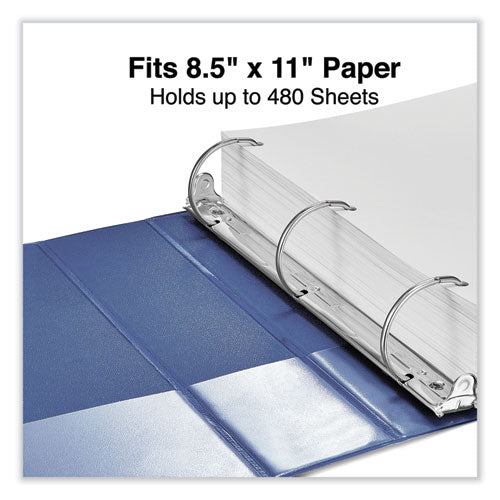 Image of Universal® Slant D-Ring View Binder, 3 Rings, 2" Capacity, 11 x 8.5, Navy Blue