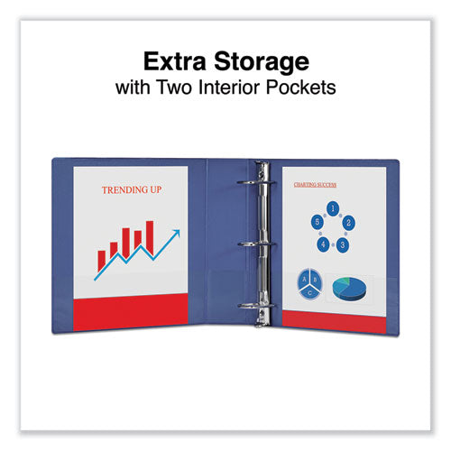 Image of Universal® Slant D-Ring View Binder, 3 Rings, 2" Capacity, 11 x 8.5, Navy Blue