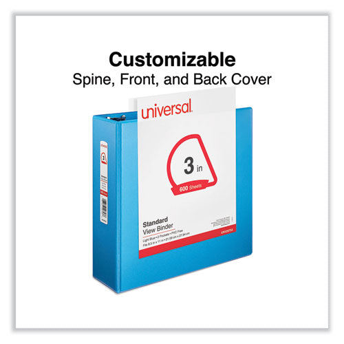 Image of Universal® Slant D-Ring View Binder, 3 Rings, 3" Capacity, 11 x 8.5, Light Blue