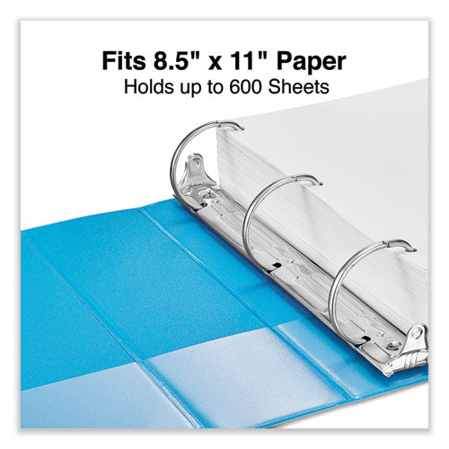 Image of Universal® Slant D-Ring View Binder, 3 Rings, 3" Capacity, 11 x 8.5, Light Blue